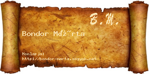 Bondor Márta névjegykártya