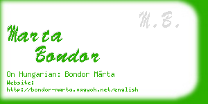 marta bondor business card