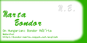 marta bondor business card